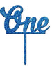 Number One Blue Glitter Acrylic Cake Topper